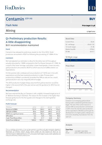 Centamin (CEY LN) - Fox-Davies Capital