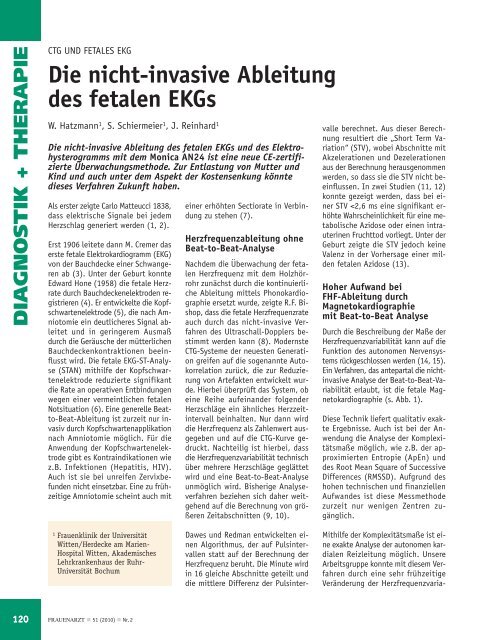 Die Nicht Invasive Ab Leitung Des Fetalen Ekgs Frauenarzt