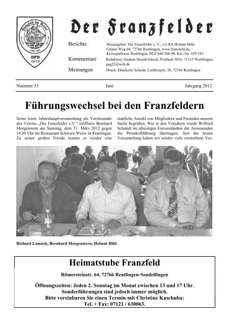 Ausgabe 53 hier herunterladen - Die Franzfelder