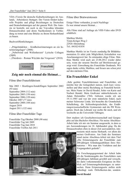 Ausgabe 53 hier herunterladen - Die Franzfelder