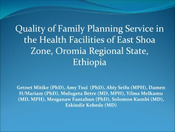 Quality of family planning service in East Shoa - International ...