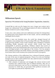 Millennium Speech - FW de Klerk Foundation