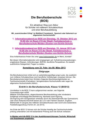 Informationen zur Berufsoberschule - FOS BOS Weiden