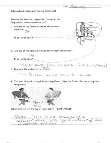 Balanced and Unbalanced Forces WorksheeT