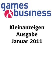 Kleinanzeigen Ausgabe Januar 2011 - Games & Business