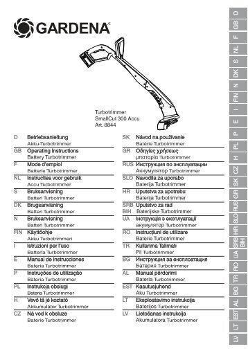 OM, Gardena, Turbotrimmer SmallCut 300 Accu, Art 8844-20, 2013 ...