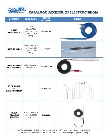 CATALOGO ACCESORIOS ELECTROCIRUGIA - Fugarisa, CA