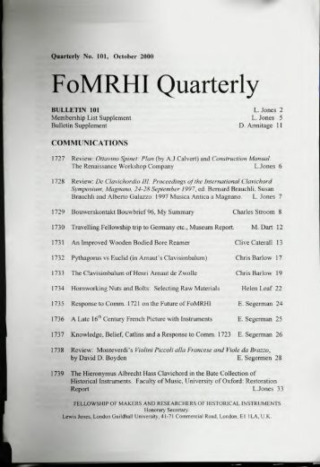 FoMRHI Quarterly