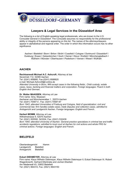 Lawyers Legal Services In The Dusseldorf Area Consulate