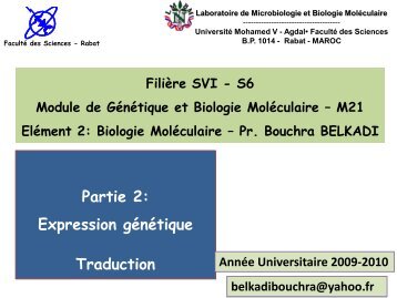 Traduction - Faculté des Sciences Rabat