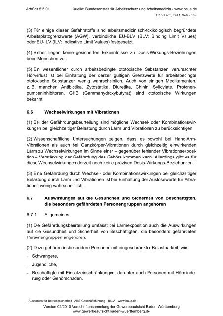 Technische Regel zur Lärm - Gewerbeaufsicht - Baden-Württemberg