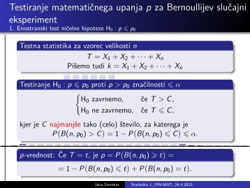 Statistika 1, FIN-MAT, 24.4.2013