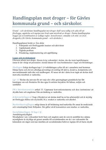 Handlingsplan mot droger – för Gävles kommunala ... - Gävle kommun