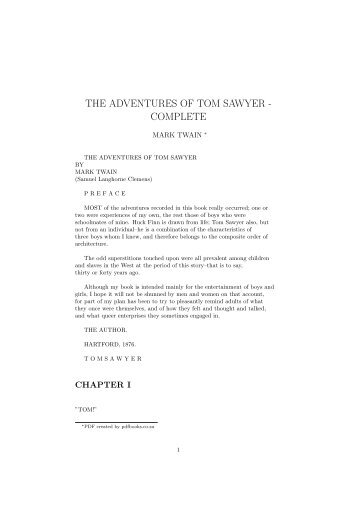 THE ADVENTURES OF TOM SAWYER - COMPLETE