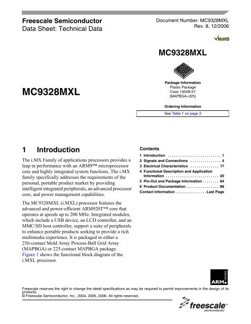 MC9328MXL Applications Processor Data Sheet - Freescale