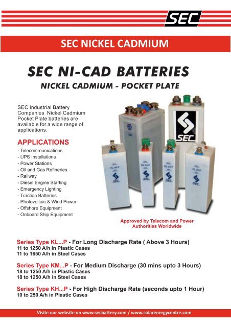 Sec Nickel Cadmium Pocket Plate Brochure Fuel Cell Markets