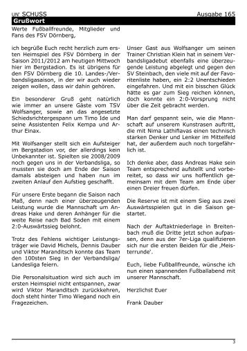 Ausgabe 165 Grußwort - FSV Dörnberg