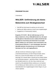 WALSER: Umfirmierung als klares Bekenntnis zum Strategiewechsel