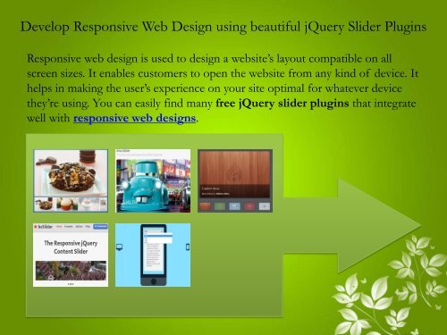 Develop Responsive Web Design using beautiful jQuery Slider Plugins