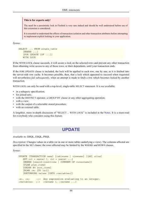 Firebird 2.1 Language Reference Update