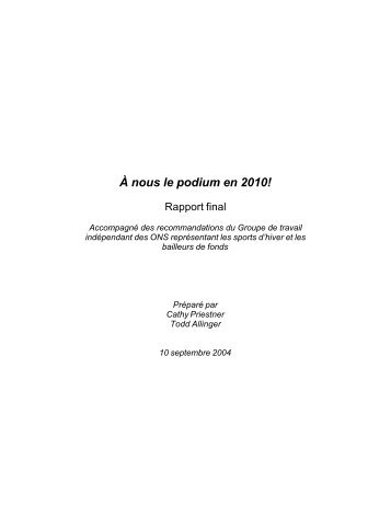 À nous le podium en 2010! - Faculté des sciences de l'éducation