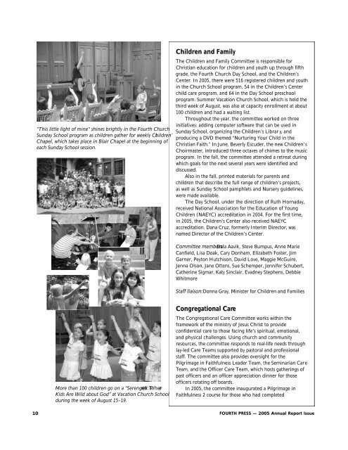 2005 Annual Report - Fourth Presbyterian Church