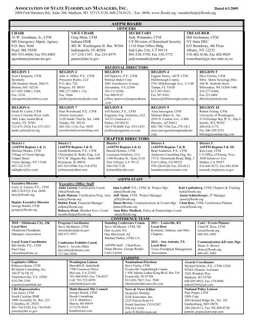 asfpm board chapter directors - The Association of State Floodplain ...