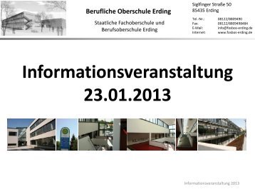 Informationsveranstaltung 23.01.2013 - FOS/BOS Erding