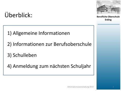 Informationsveranstaltung 23.01.2013 - FOS/BOS Erding