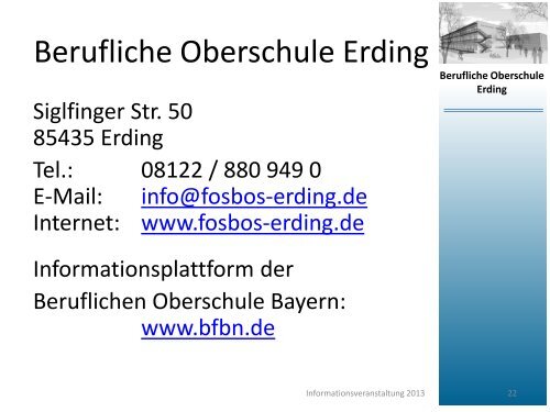 Informationsveranstaltung 23.01.2013 - FOS/BOS Erding