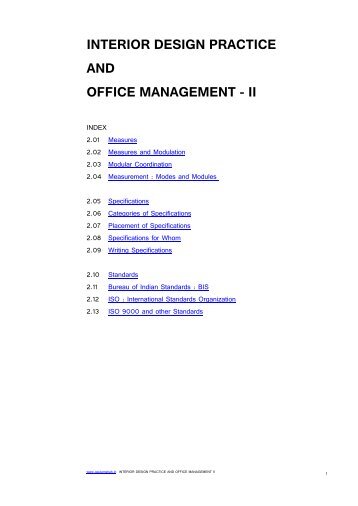 INTERIOR DESIGN PRACTICE AND OFFICE MANAGEMENT - II