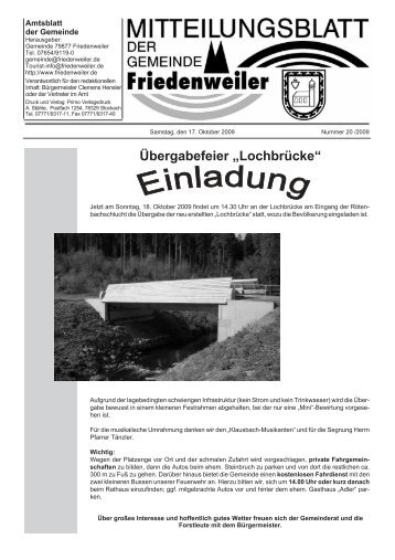 Übergabefeier „Lochbrücke“ - Friedenweiler