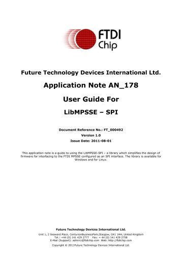 User Guide For LibMPSSE-SPI - FTDI