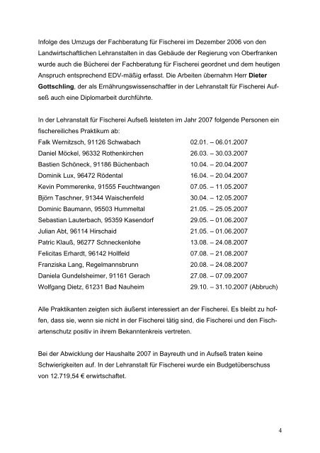 BEZIRK OBERFRANKEN Tätigkeitsbericht 2007