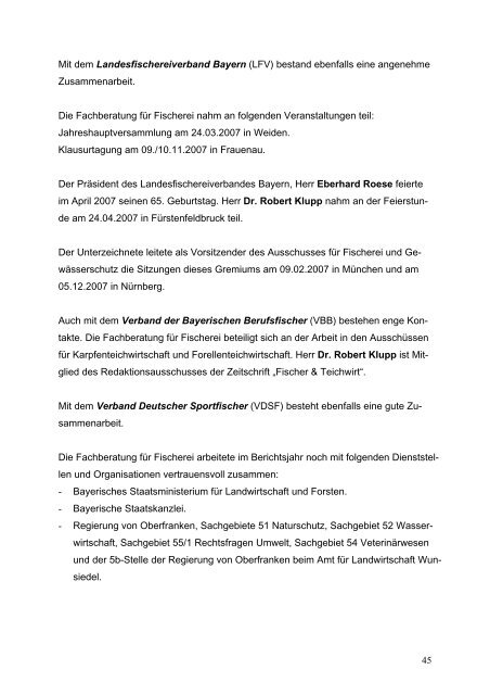 BEZIRK OBERFRANKEN Tätigkeitsbericht 2007