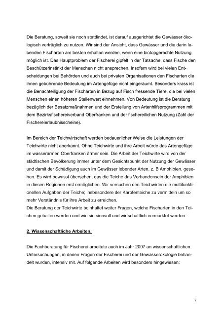 BEZIRK OBERFRANKEN Tätigkeitsbericht 2007