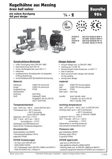 Datenblatt Kugelhahn 984-984D - G. Bee GmbH