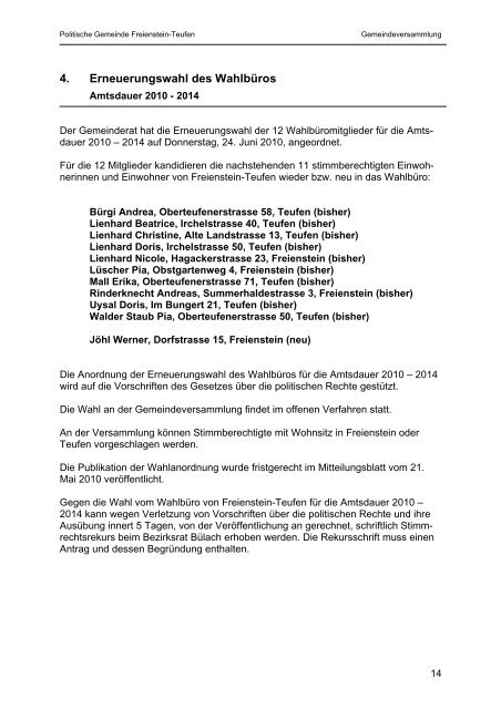 Gemeindeversammlung - Gemeinde Freienstein-Teufen