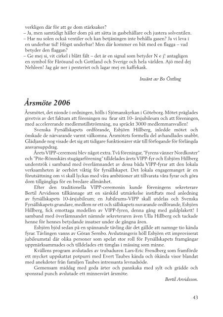 Blänket2006:2 Årg 10 - Svenska Fyrsällskapet