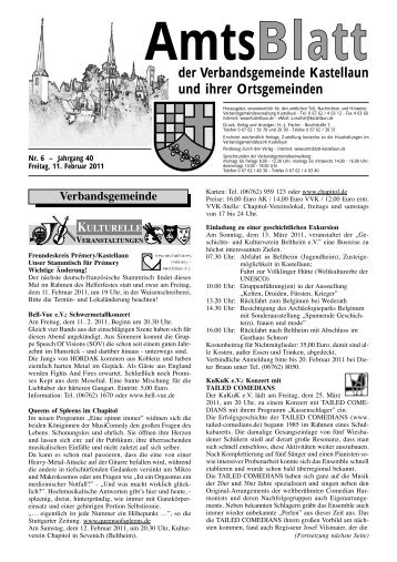 Amts der Verbandsgemeinde Kastellaun und ihrer Ortsgemeinden ...