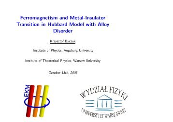 Ferromagnetism and Metal-Insulator Transition in Hubbard Model ...