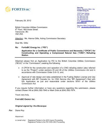 FEI BFI CNG Fueling Station CPCN Application - FortisBC