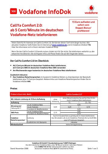 Infodok 300: Vodafone Callya Comfort 2.0