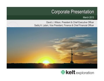 Kelt Exploration Ltd. - FirstEnergy Capital Corp.