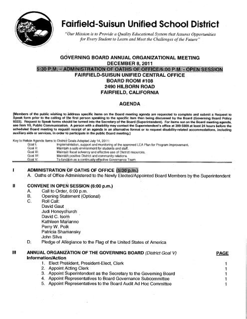 Agendas - Fairfield-Suisun Unified School District