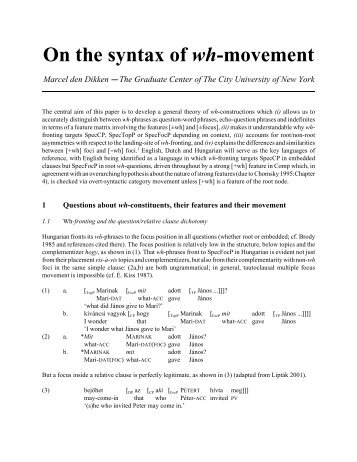 On the syntax of wh-movement - CiteSeerX