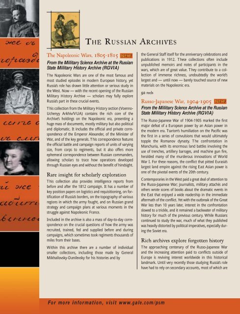 THE RUSSIAN ARCHIVES - Gale