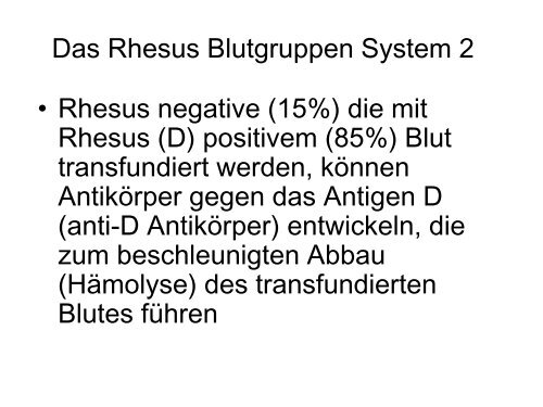 Transfusionsmedizin - Fortbildung - UniversitätsSpital Zürich