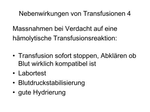 Transfusionsmedizin - Fortbildung - UniversitätsSpital Zürich