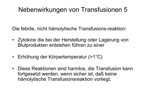 Transfusionsmedizin - Fortbildung - UniversitätsSpital Zürich